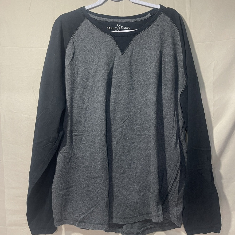Marc Ecko Cut & Sew - Gray Black Raglan Long Sleeve T-Shirt Mens 3XL Street Wear